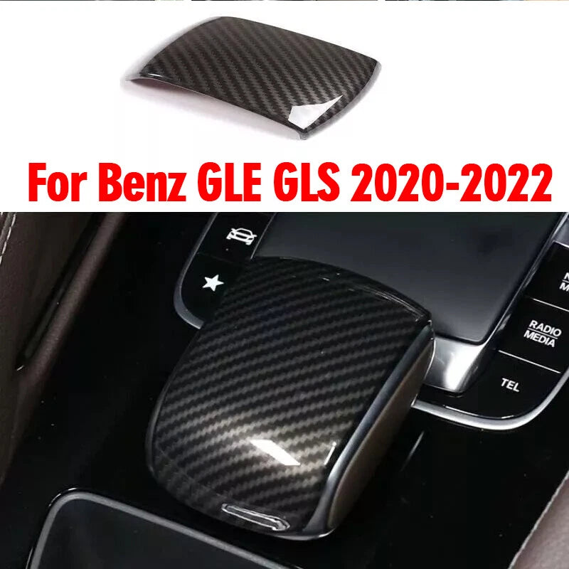Gear Shift Knob Decor Cover Trim Carbon Fiber for Benz GLE GLS (2020–2022)