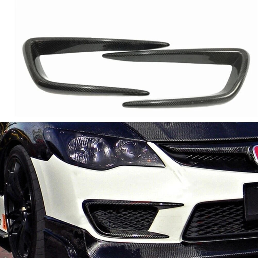 Carbon Fiber Front Bumper Air Vent Trim Cover for Honda Civic FD2 (2006-2011)