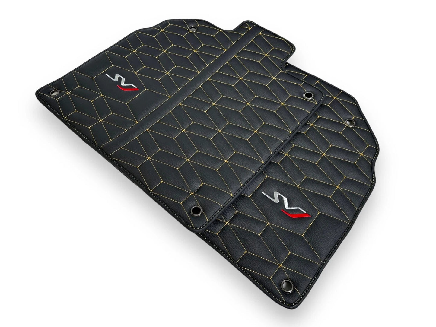 Black Leather Floor Mats for Lamborghini Aventador SVJ (2019-2023)