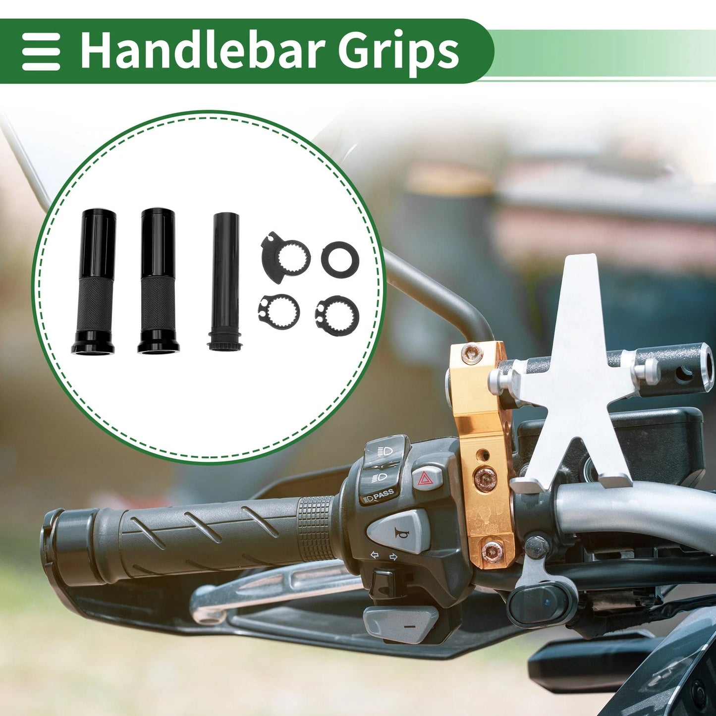 7/8 22mm Hand Grips Cover Kit Rubber Black Rhombus for Motorcycle