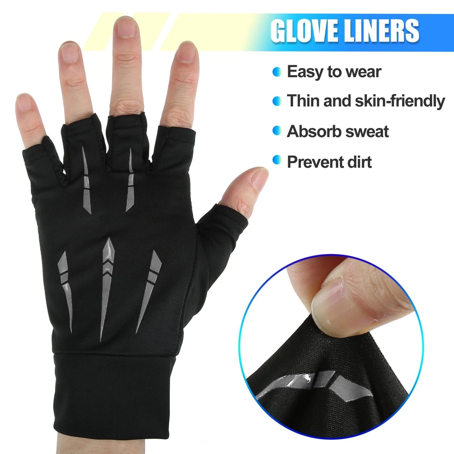 1 Pair Ice Silk Riding Gloves for Motorcycle Half-finger Gloves Black Gray