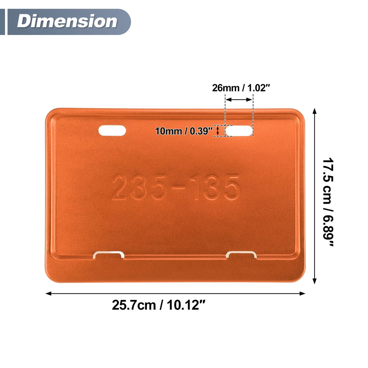 Registration Plate Holder Bracket 26x10 mm Orange Aluminum Alloy for Motorcycle