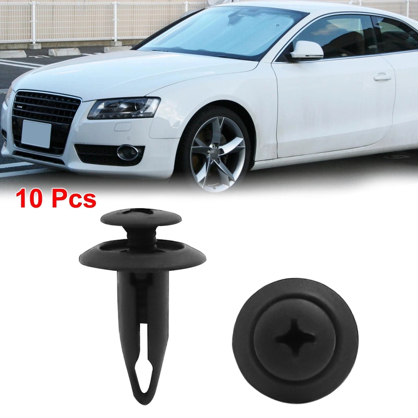 10 x 6mm Hole Dia Plastic Bumper Push Clips for Ford