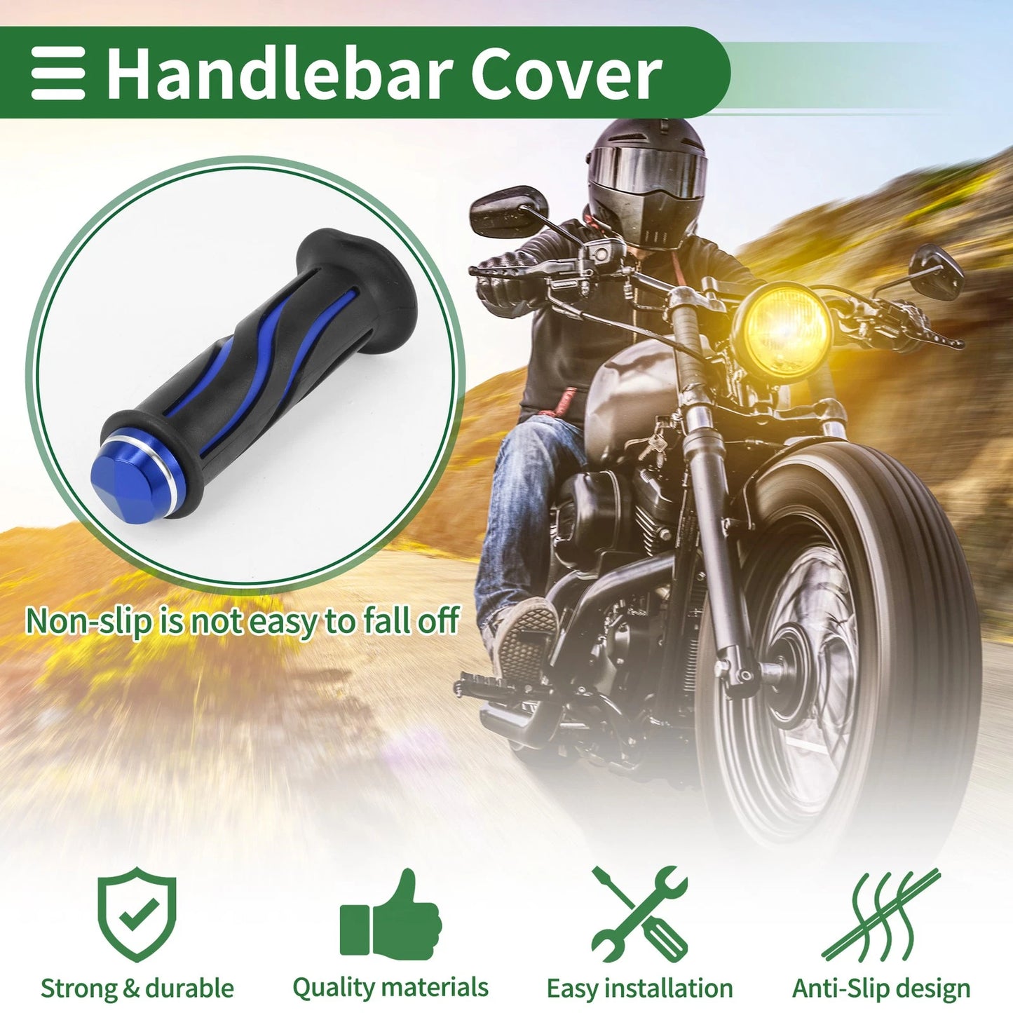 7/8" / 22mm / Hand Grips Covers for Motorcycle Blue Curve Pattern
