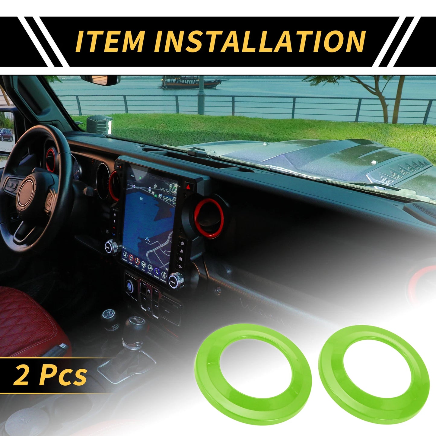 A Pillar Speaker Ring Cover Trim for Jeep Wrangler JK (2007-2014) Light Green