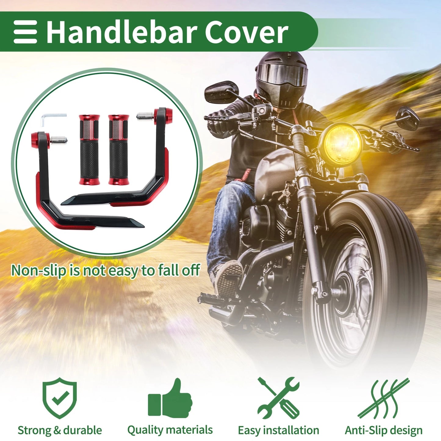 2 x Hand Grips Cover Kit Handlebar Cover Aluminum Alloy Red