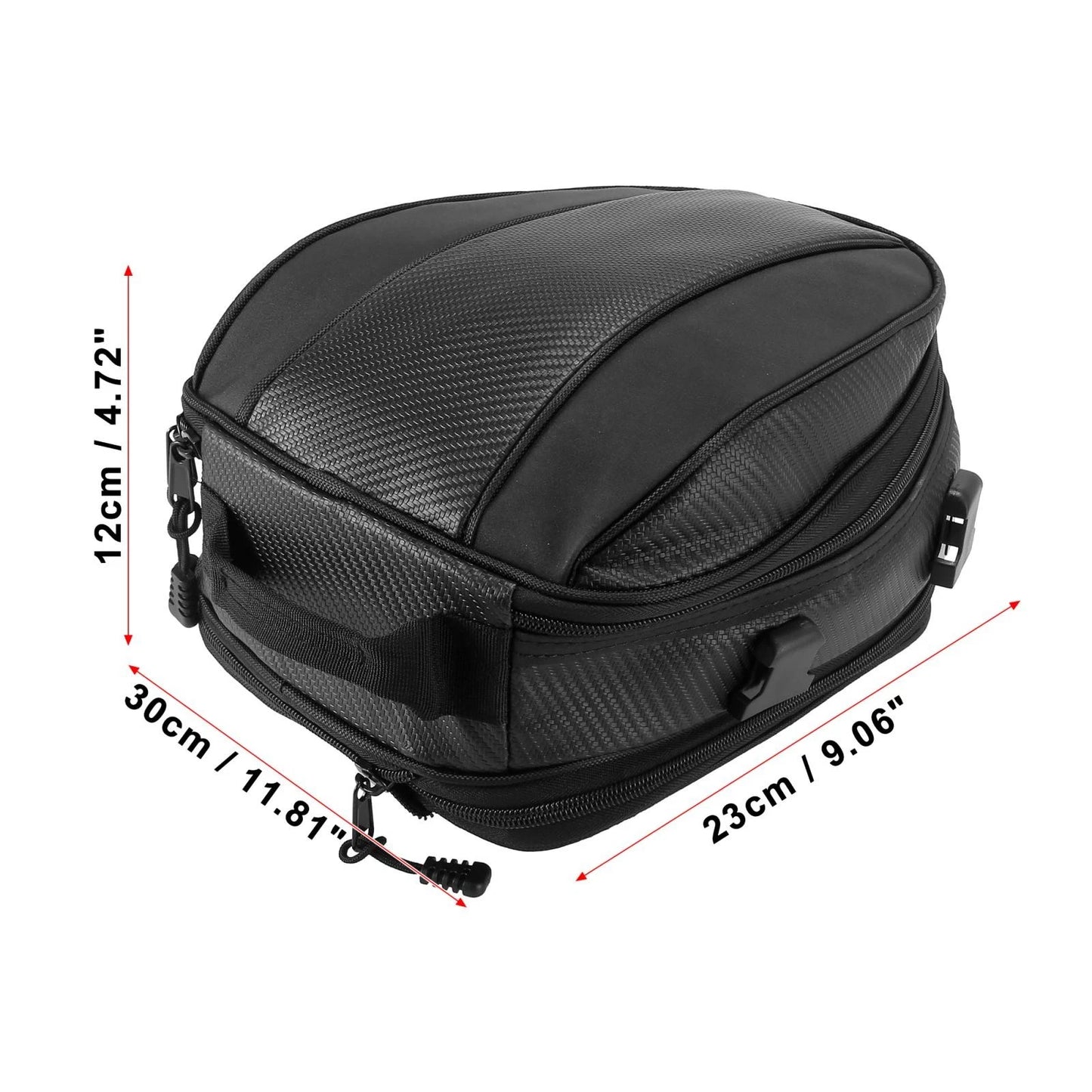 Seat Tail Bag Travel Rear Luggage Bag Waterproof 1680D Backpack Black for Motorcycle