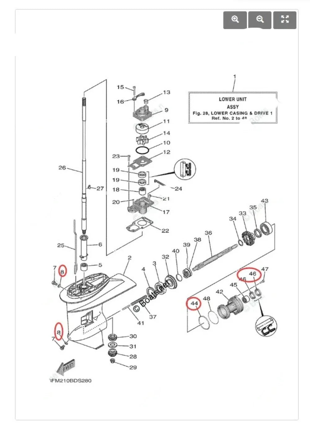 New Gearcase Unit Kit for Yamaha 20-30HP Outboard
