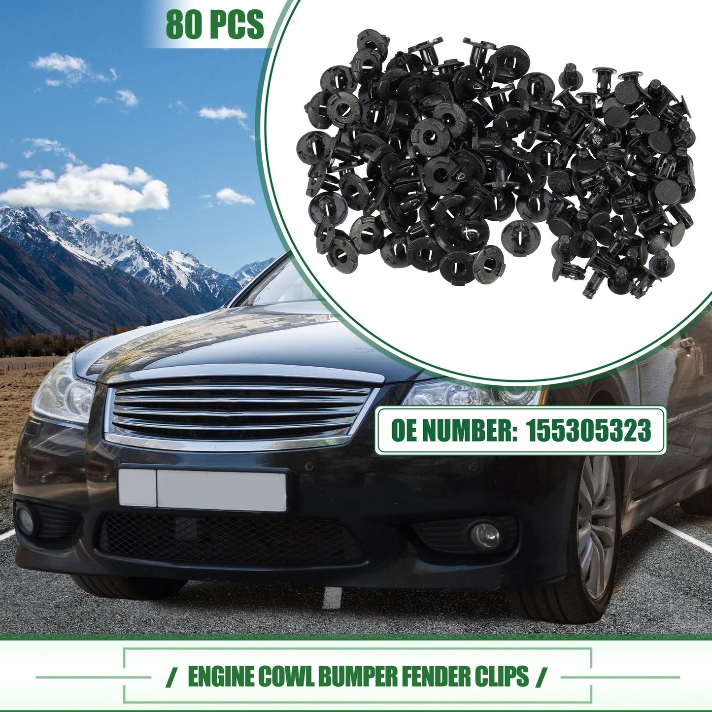 80 Pcs Cowl Bumper and Fender Liner Push Clips for Infiniti Q50