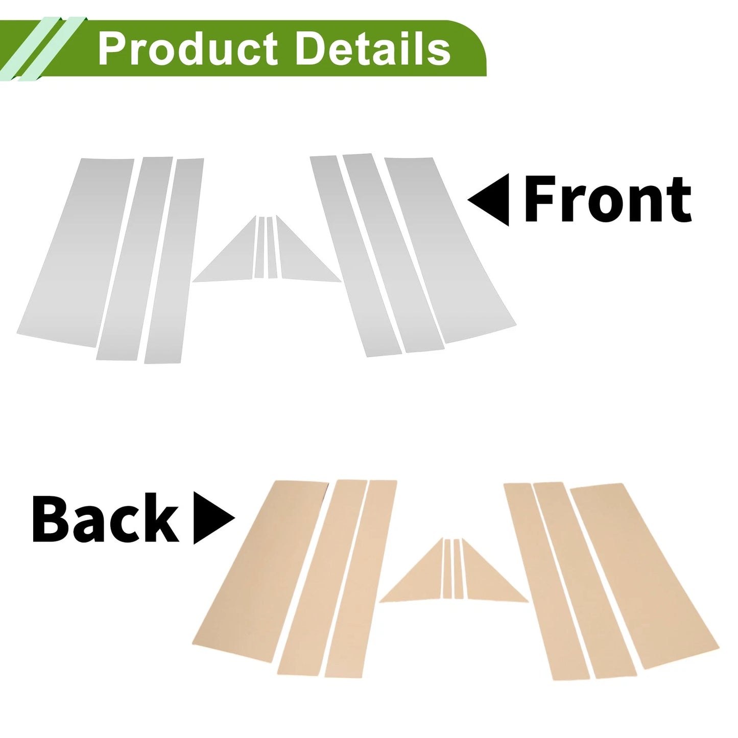 10 Pcs Door Pillar Window Trim Silver Tone for Dodge Grand Caravan (2008-2016)