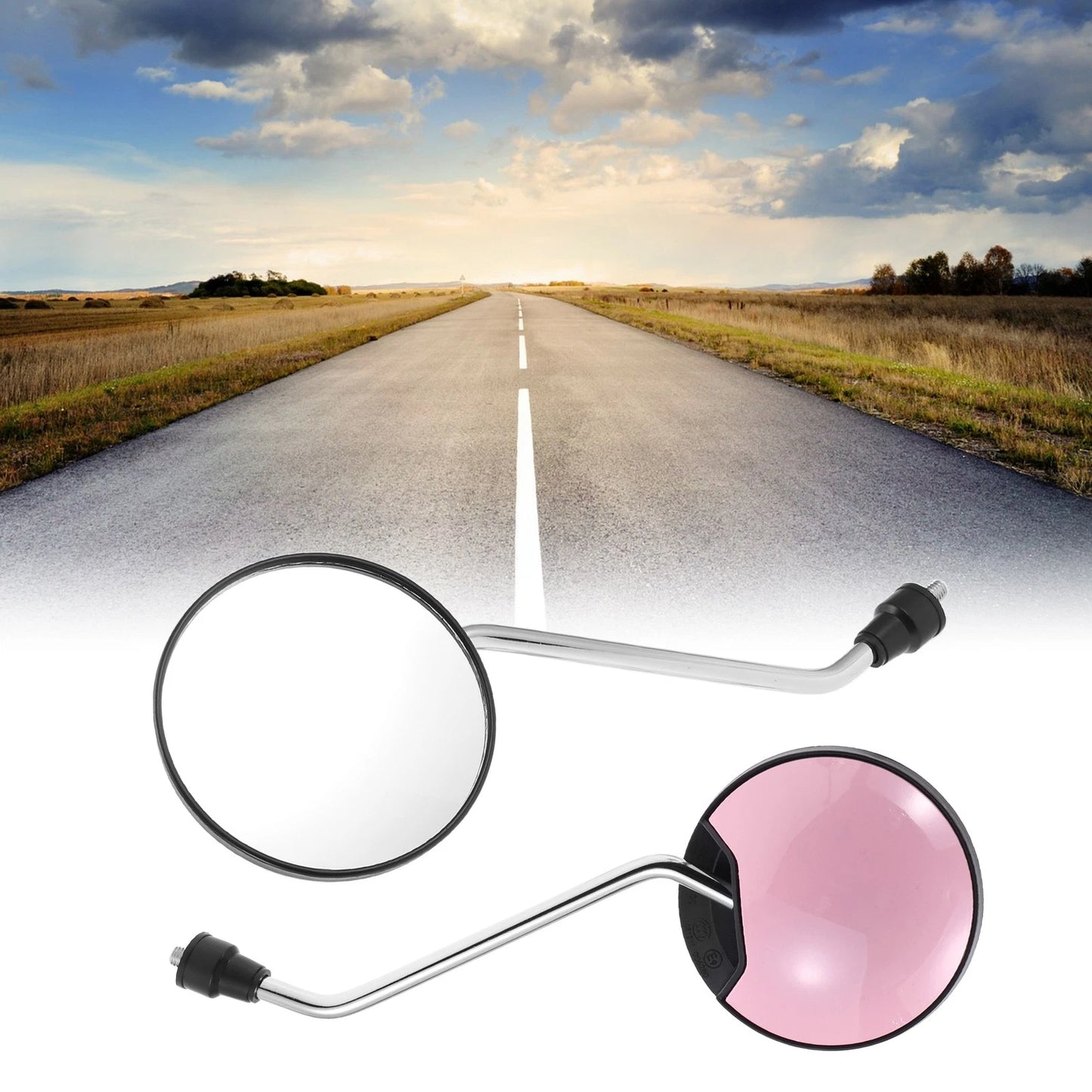 Rear View Mirrors for M8 Motorcycle Handlebar Silver Tone Pink Iron