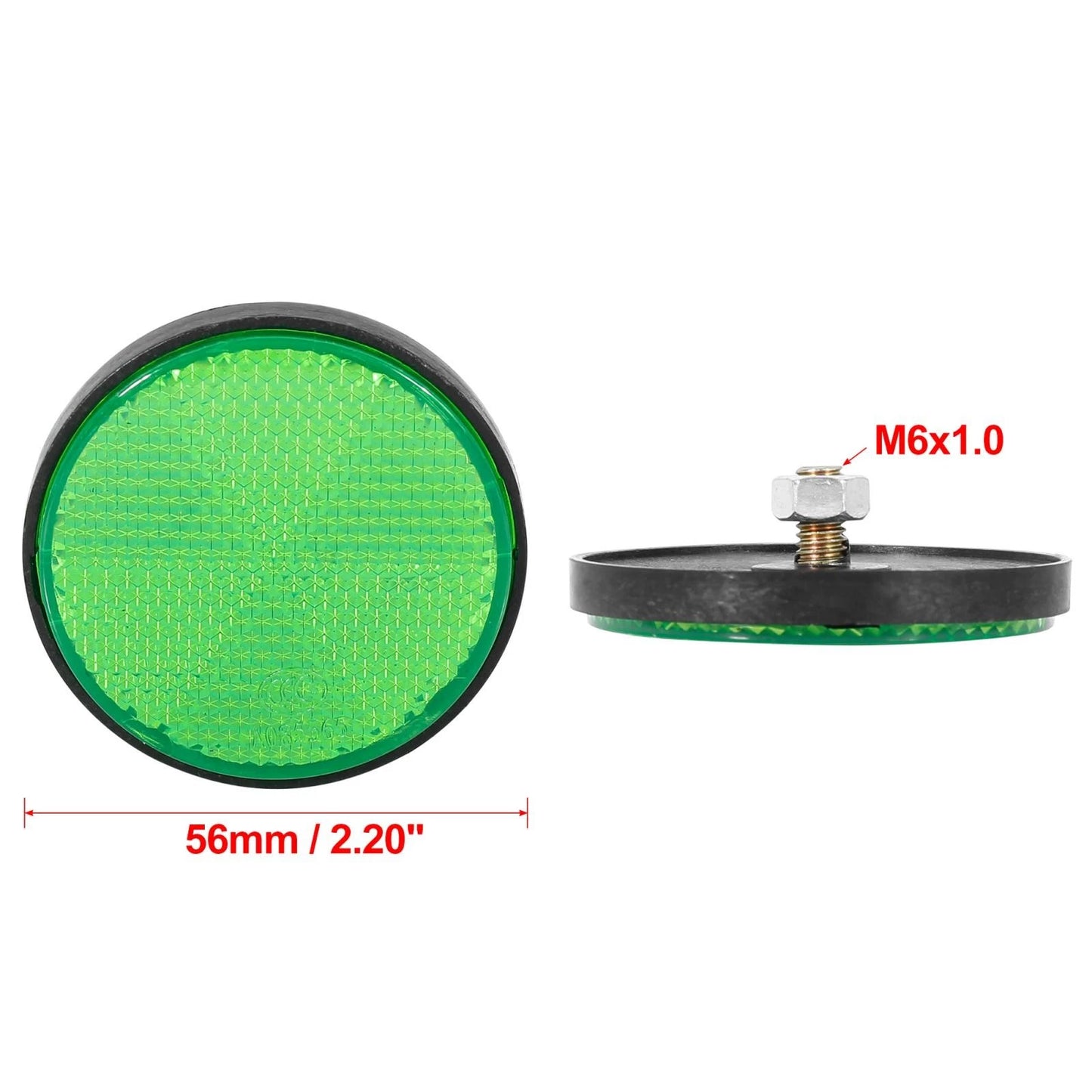 Pair / M6x1.0 / Green Universal Screw Mount Warning Reflector for Motorcycle Bike