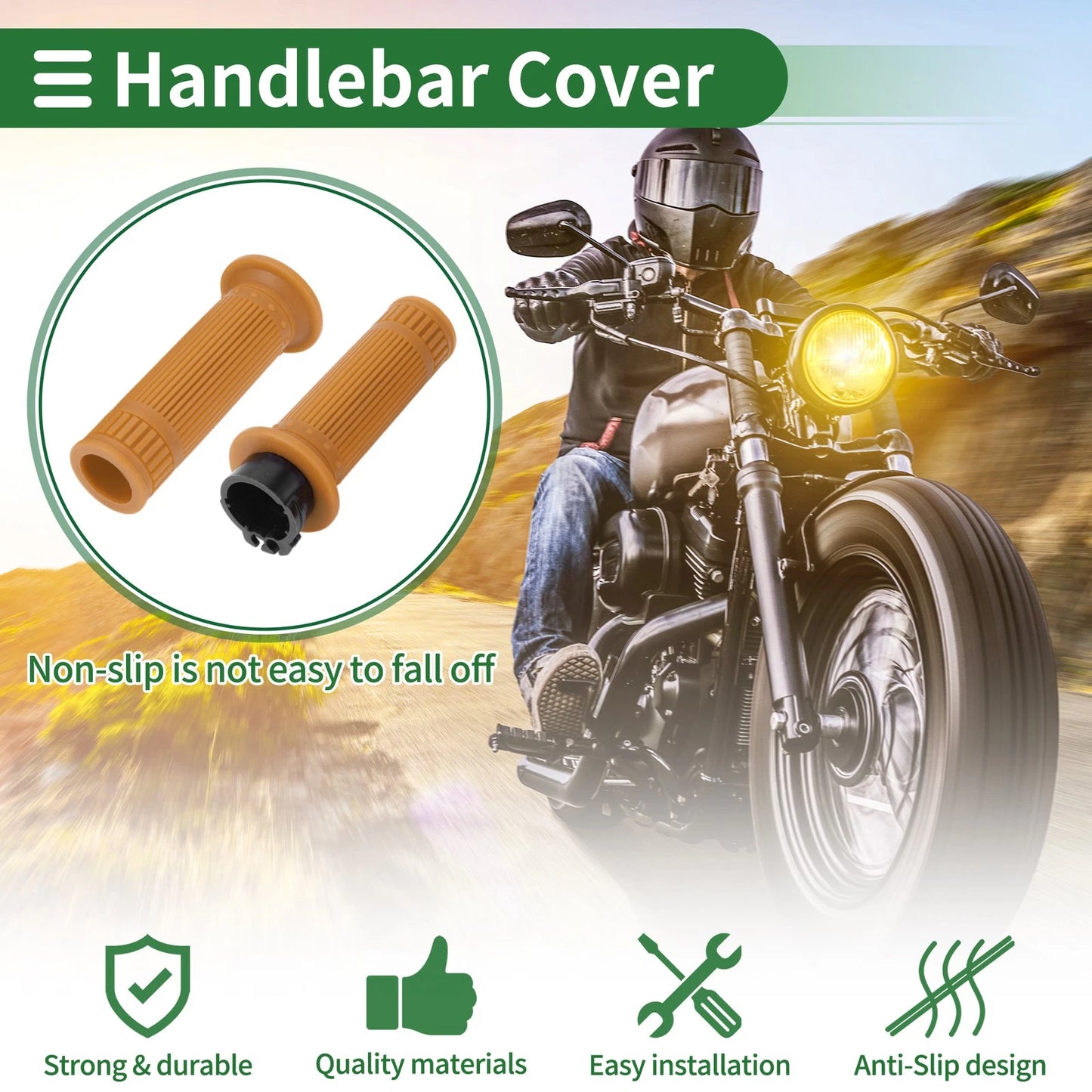 25mm Motorcycle Hand Grips TPU Yellow Brown for Motorcycle