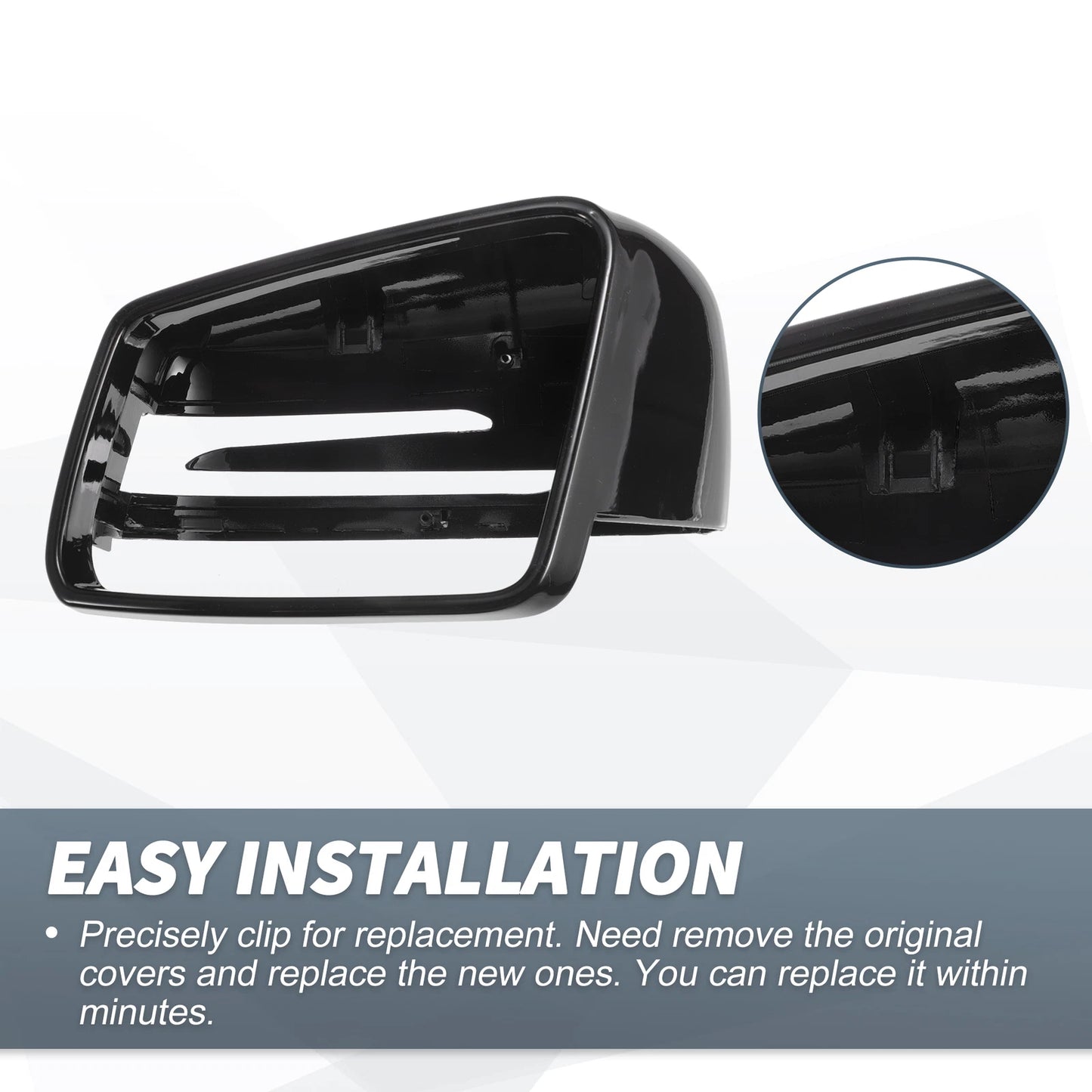 Rearview Mirror Cover Cap Gloss Black for Mercedes-Benz W176 W204 W212 W211