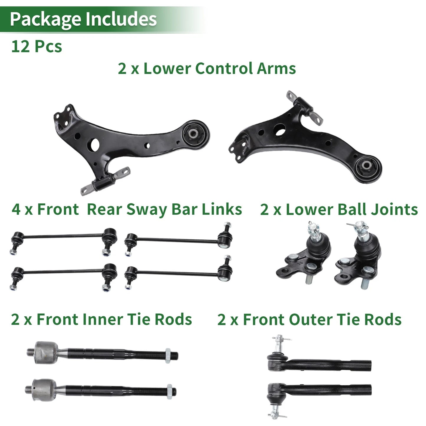12 x Front Suspension Kit Lower Control Arms for Toyota Camry (2007-2011)