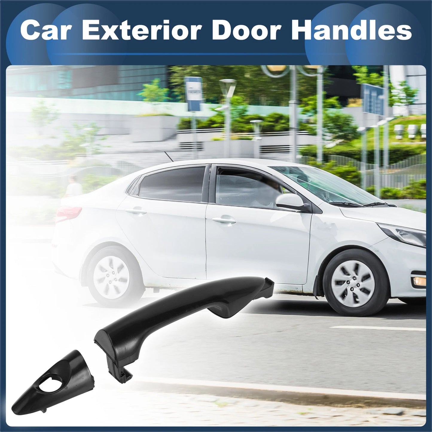 Front Left Door Handle for Kia Rio (2011) - Black, 1 Pcs