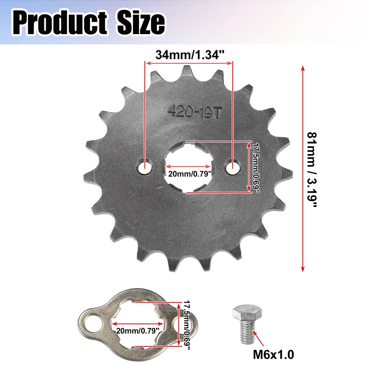 Set Motorcycle Front Engine Sprocket for Dirt Bike Mini Bike