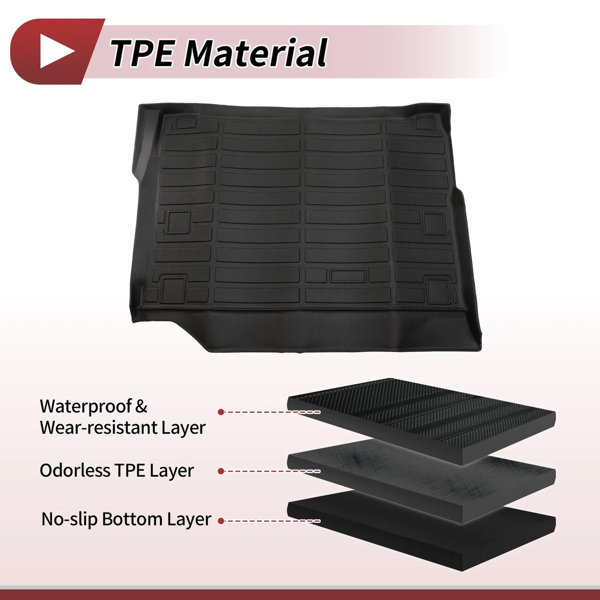 Trunk Mat for Jeep Wrangler 4XE 4 Door TPE Cargo Liner (2021-2024)