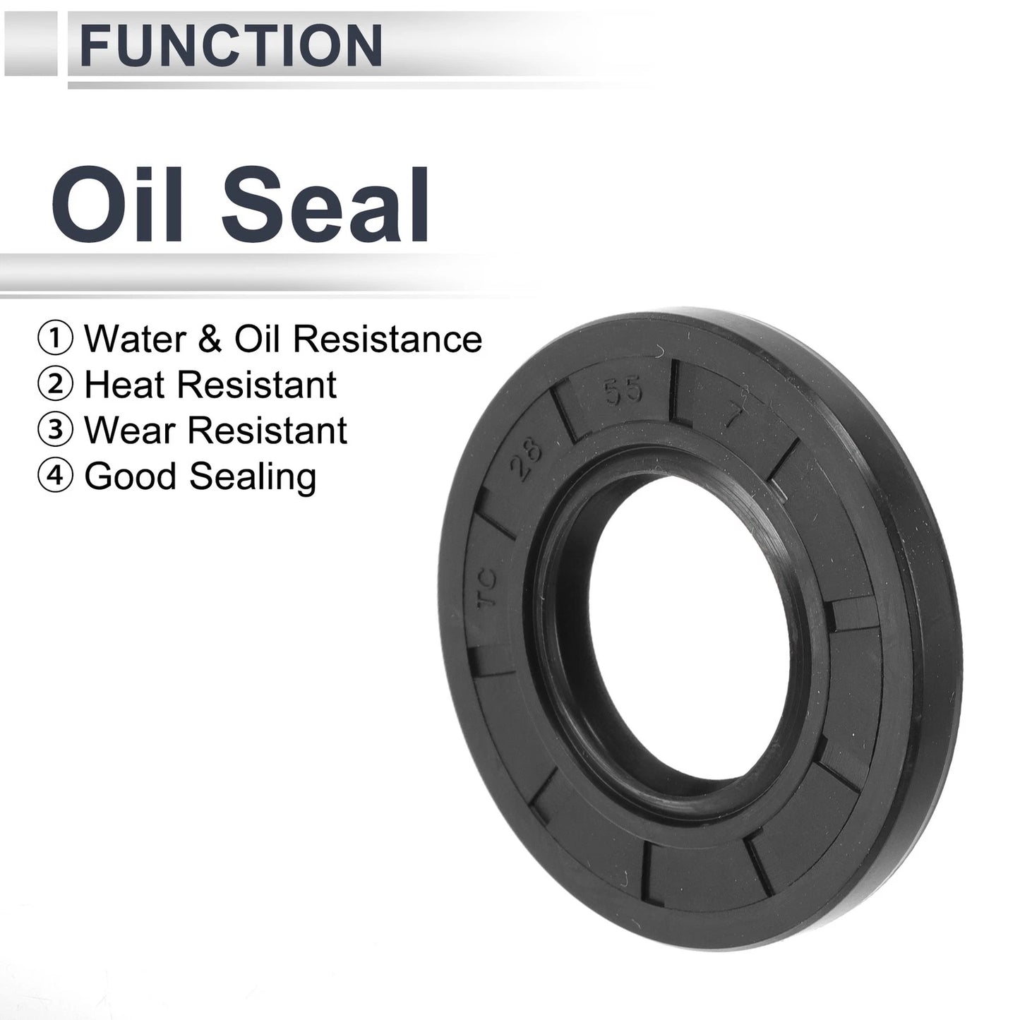 Oil Seal 28x55x7mm Nitrile Rubber Black 5 Pcs for Make Model