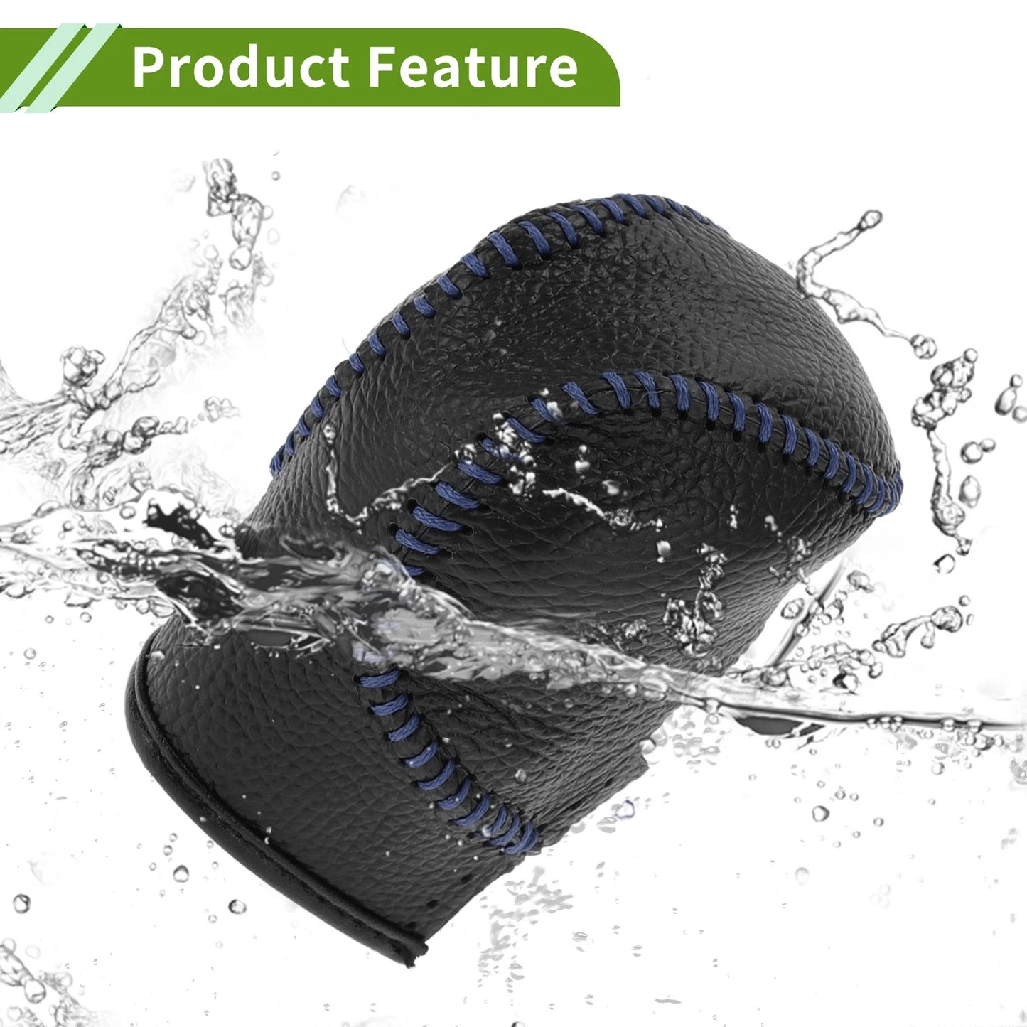 Pebbled Gear Shift Knob Cover Black Blue Faux Leather for Honda
