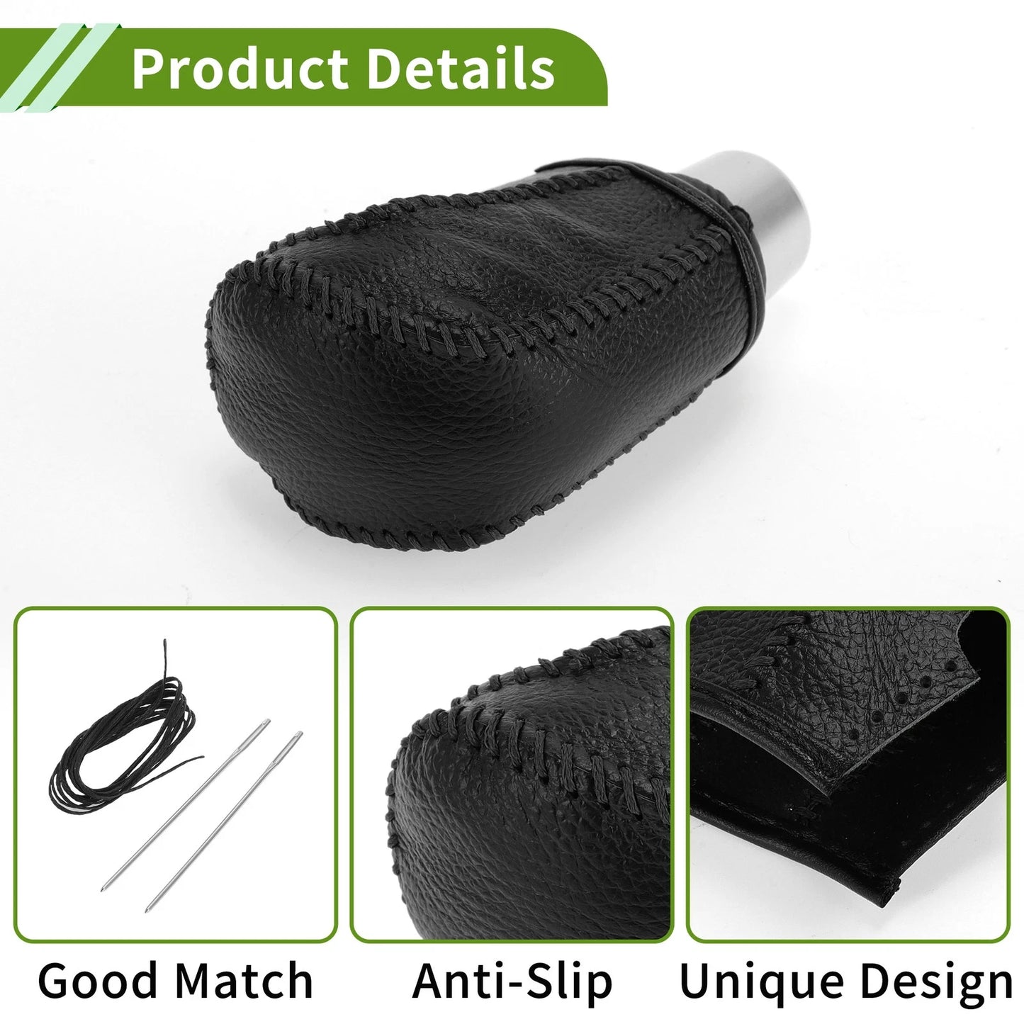 Gear Shift Knob Cover for Honda Civic Pebbled Black Faux Leather (2016-2021)