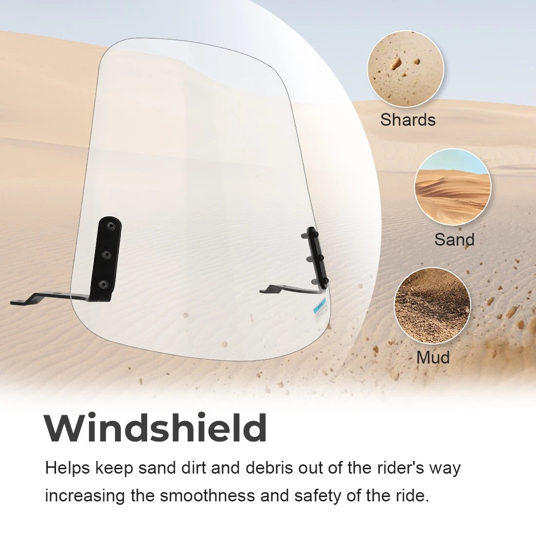 Scooter Windshield Windscreen w/ Hardware for Yamaha Zuma 125 (2009–2021)