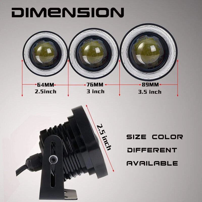 3.5" Yellow Car Angel Eyes Halo Ring DRL Lamp