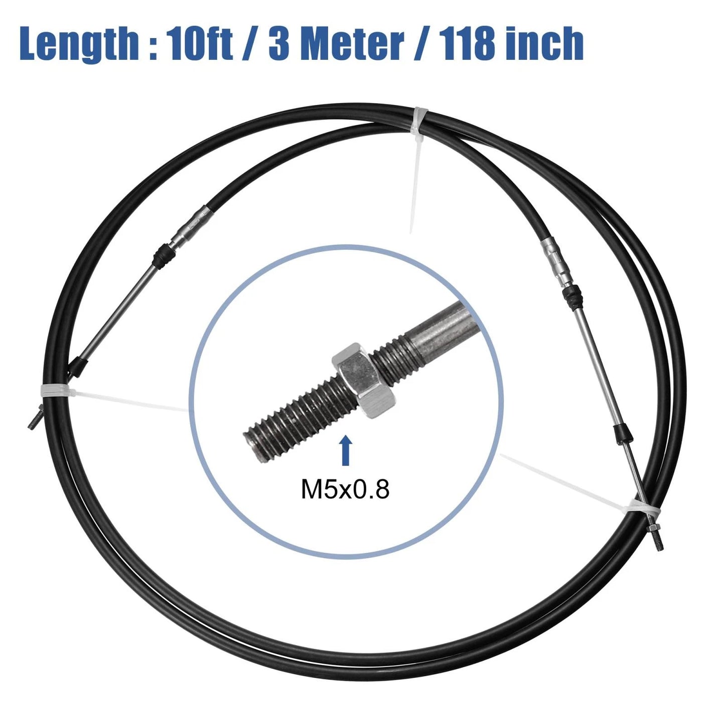 2pcs 10ft Marine Type Shift Remote Box Cable for Yamaha Black