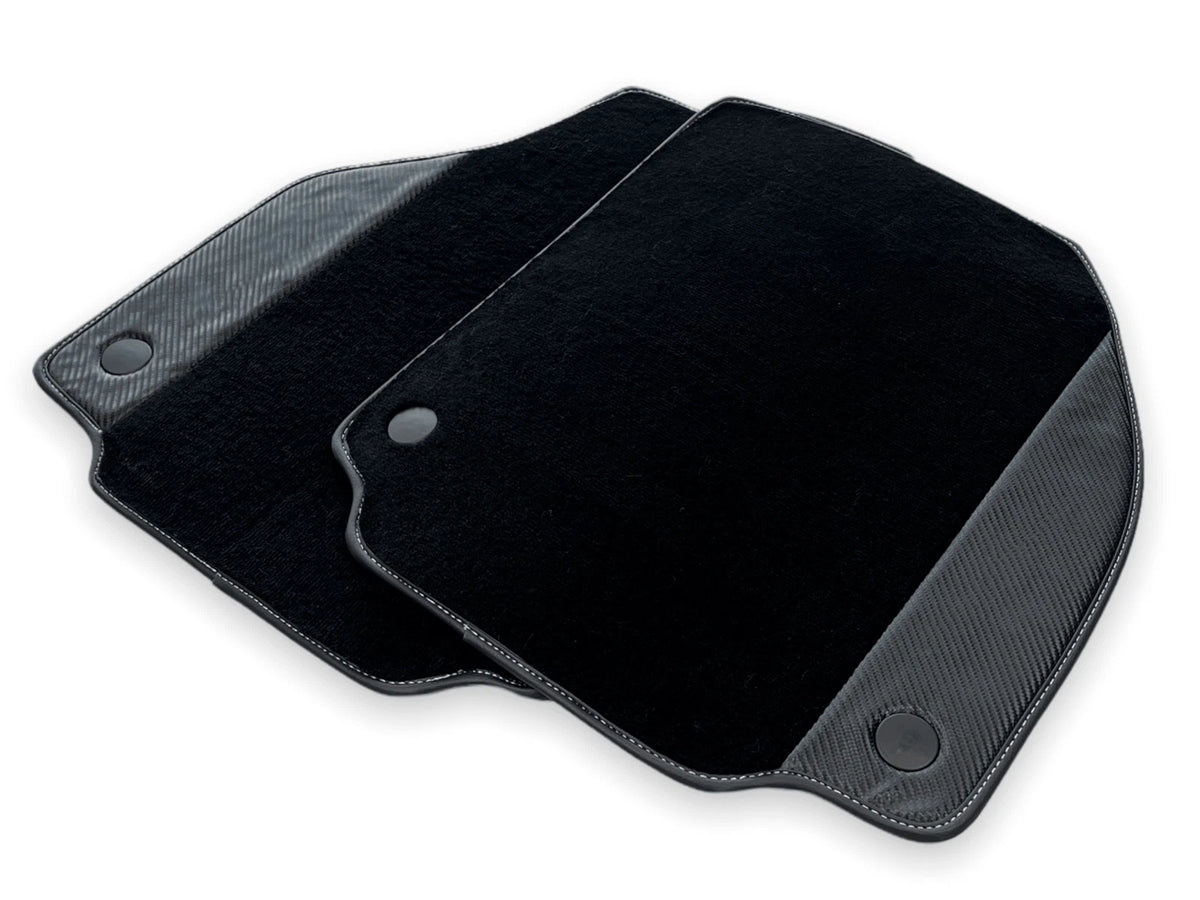 Floor Mats Set for Ferrari 458 Spider Black Carbon Leather (2010-2015)