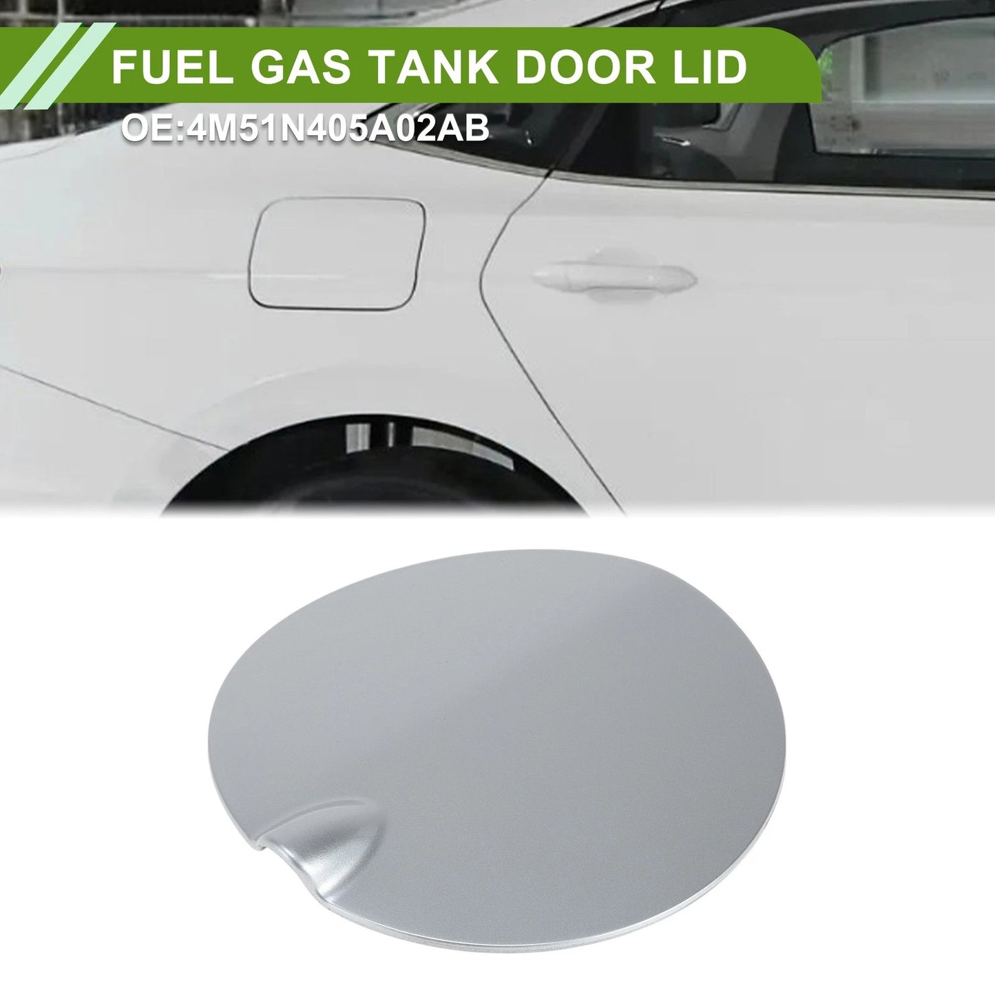Fuel Tank Door Cap Cover for Ford Focus (2007-2011) Silver Tone