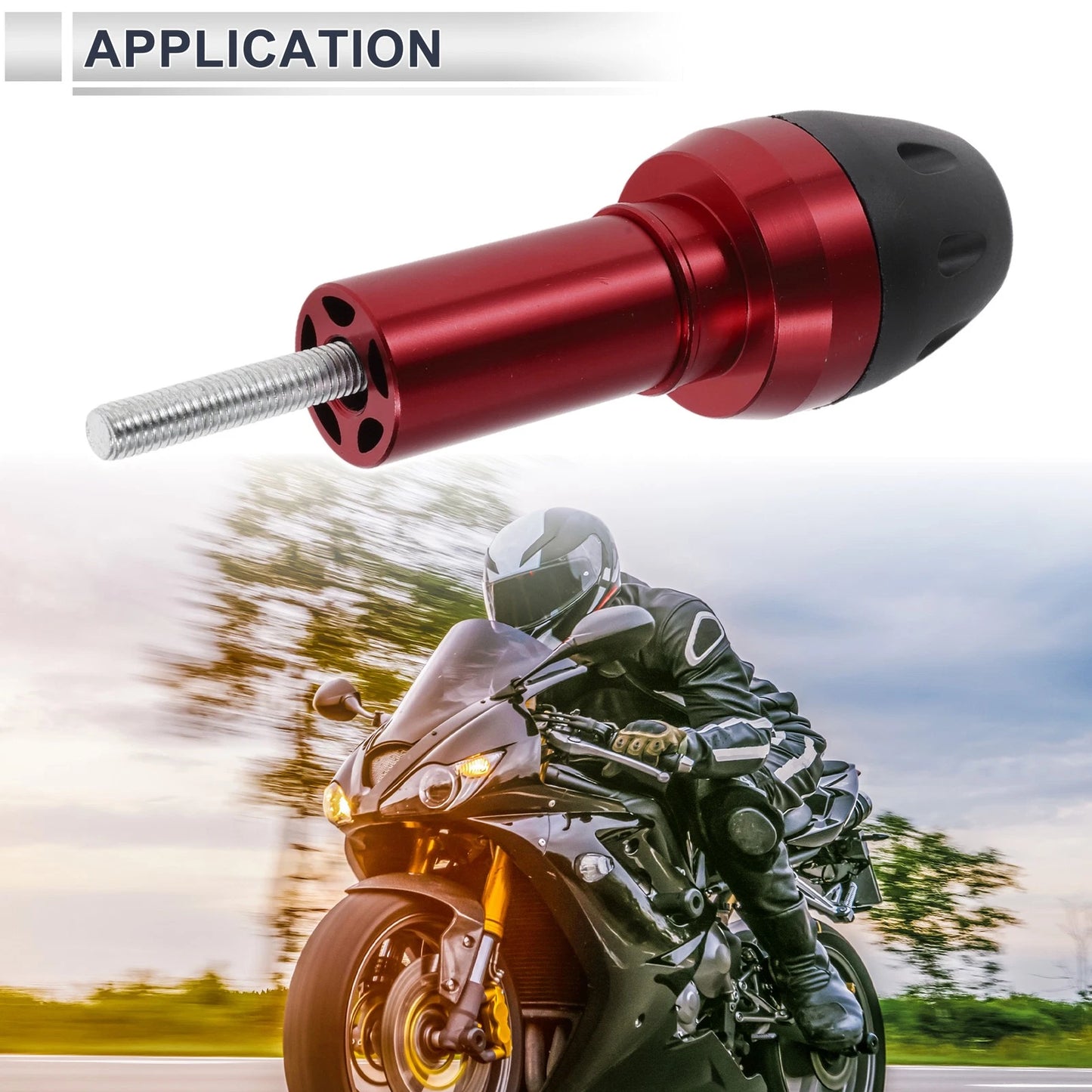 10mm Aluminum Alloy Slider Frame with 2 x Bolts Red for Motorcycle