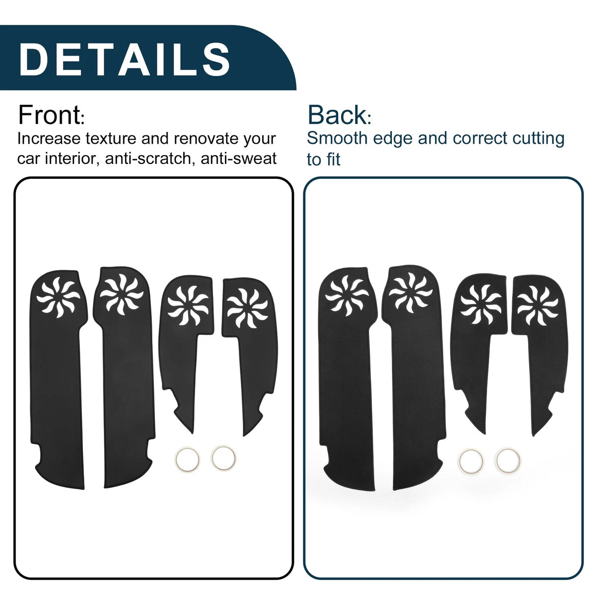 Car Door Anti Kick Pad Sticker Protector for Toyota Crown (2004-2009) Black