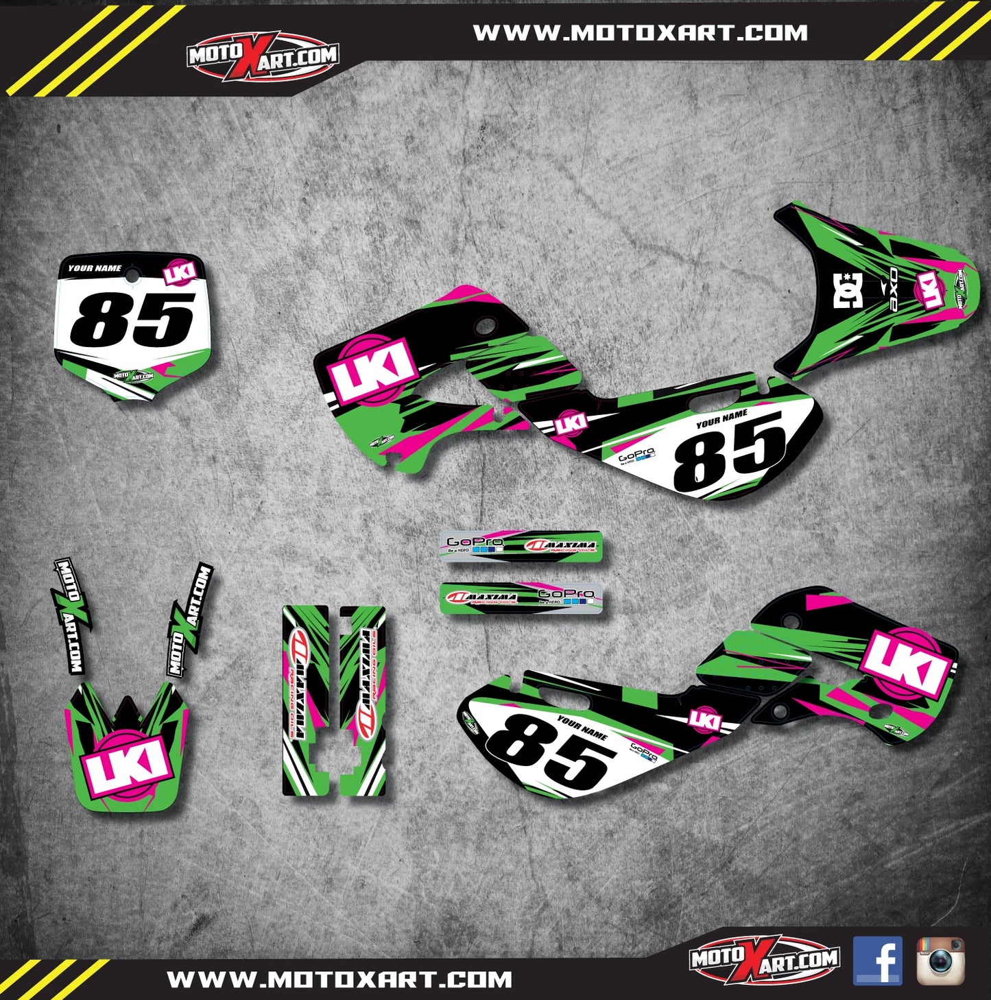 Custom Graphics Kit for Kawasaki KX 65 (2000-2016) - DUKE Style Stickers