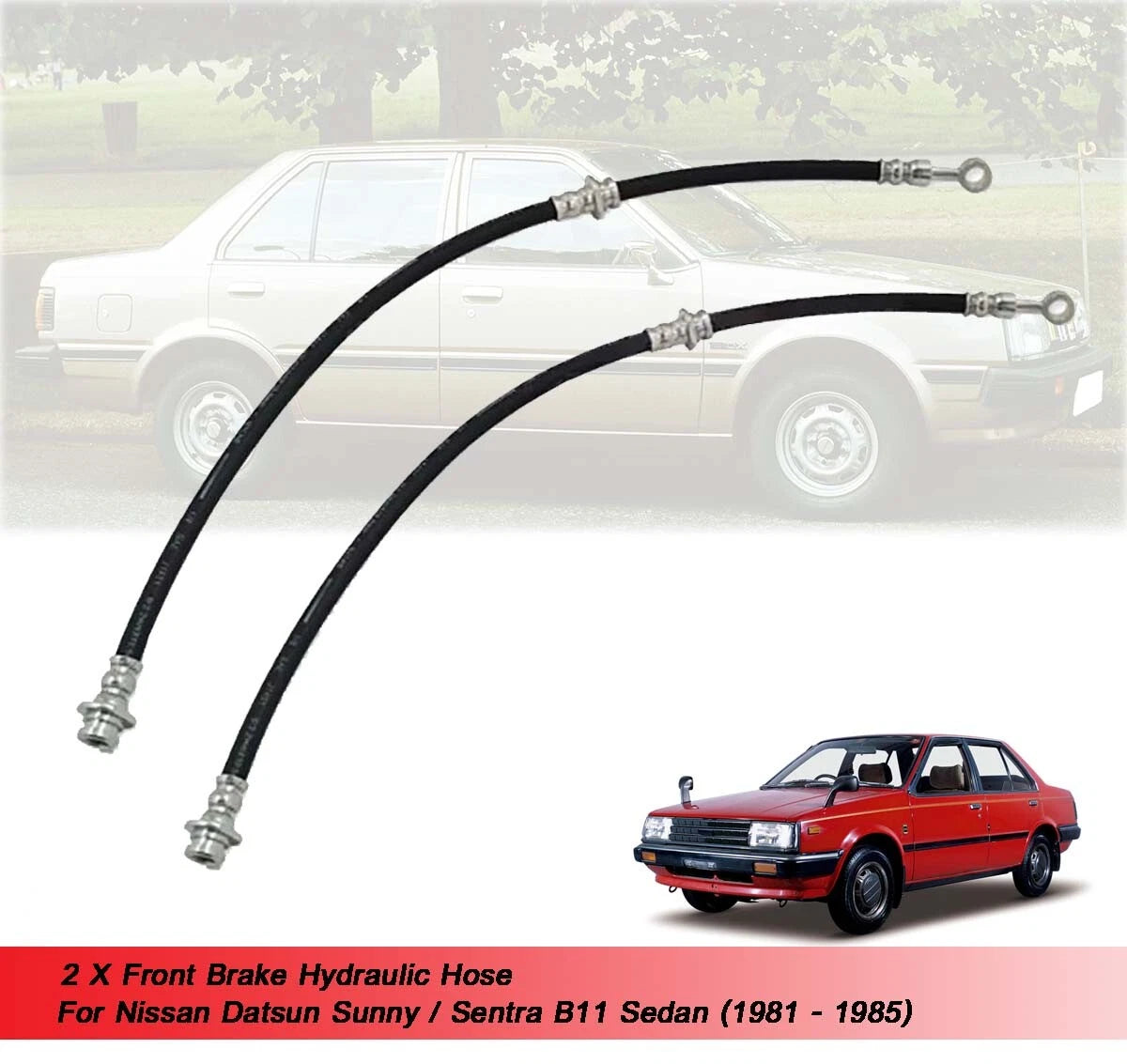 Front Brake Hydraulic Hose for Nissan Datsun Sunny B11 Sedan (1981-1985)