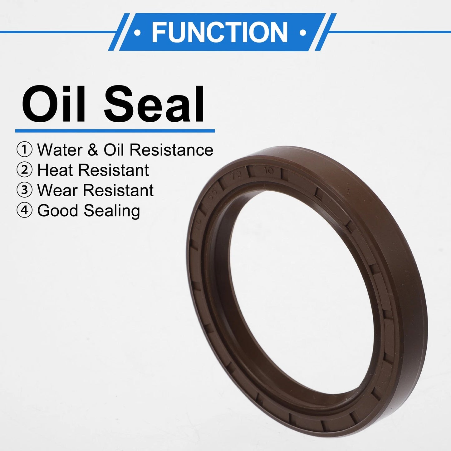 Oil Seal 55x72x10mm Seal Ring Rotary Shaft Seal FKM Rubber Brown 2 x