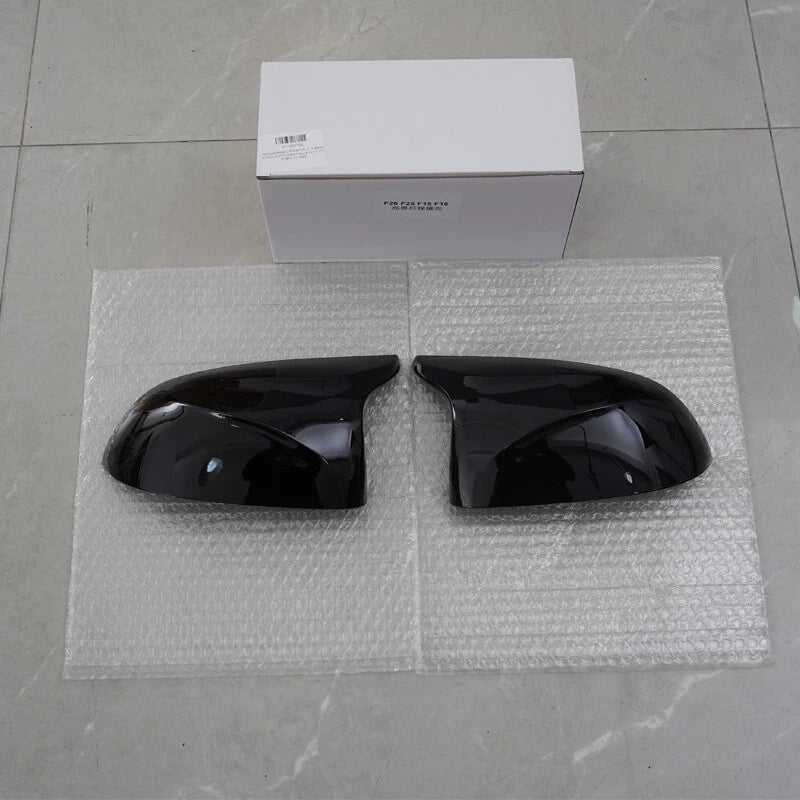 Glossy Black Door Side Mirror Cover Caps for BMW X3 F25, X5 F15, X6 F16 (2014-2018)