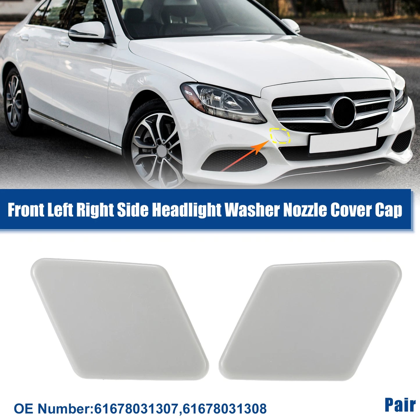 Front Left Right Headlight Washer Nozzle Covers for BMW 3 Series (2006-2013)