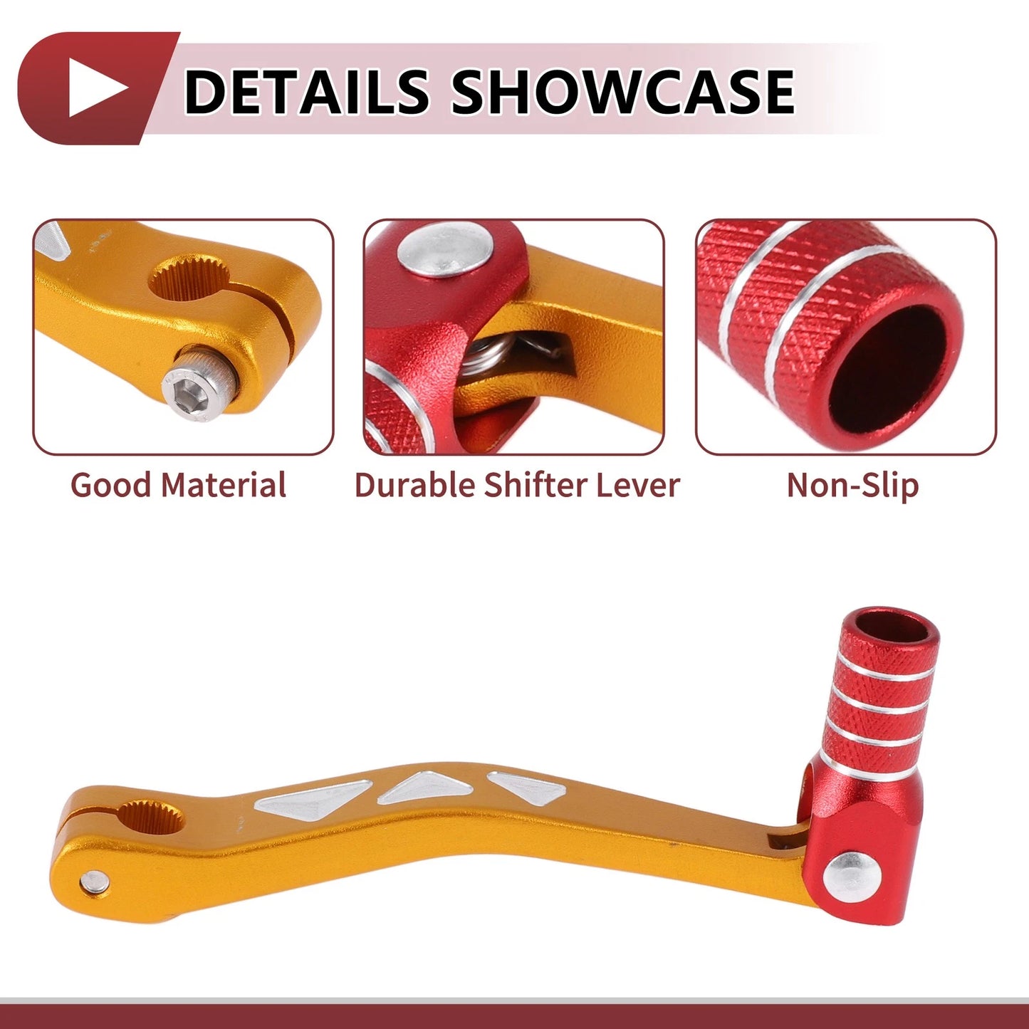 Folding Motorcycle Gear Shifter Lever for Yamaha TTR 50 Gold Tone Red