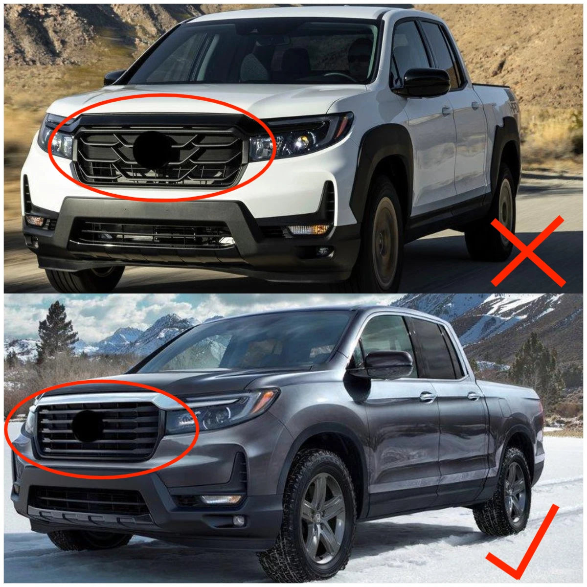 Chrome Front Center Grille Molding Cover Trim for Honda Ridgeline (2021-2023)