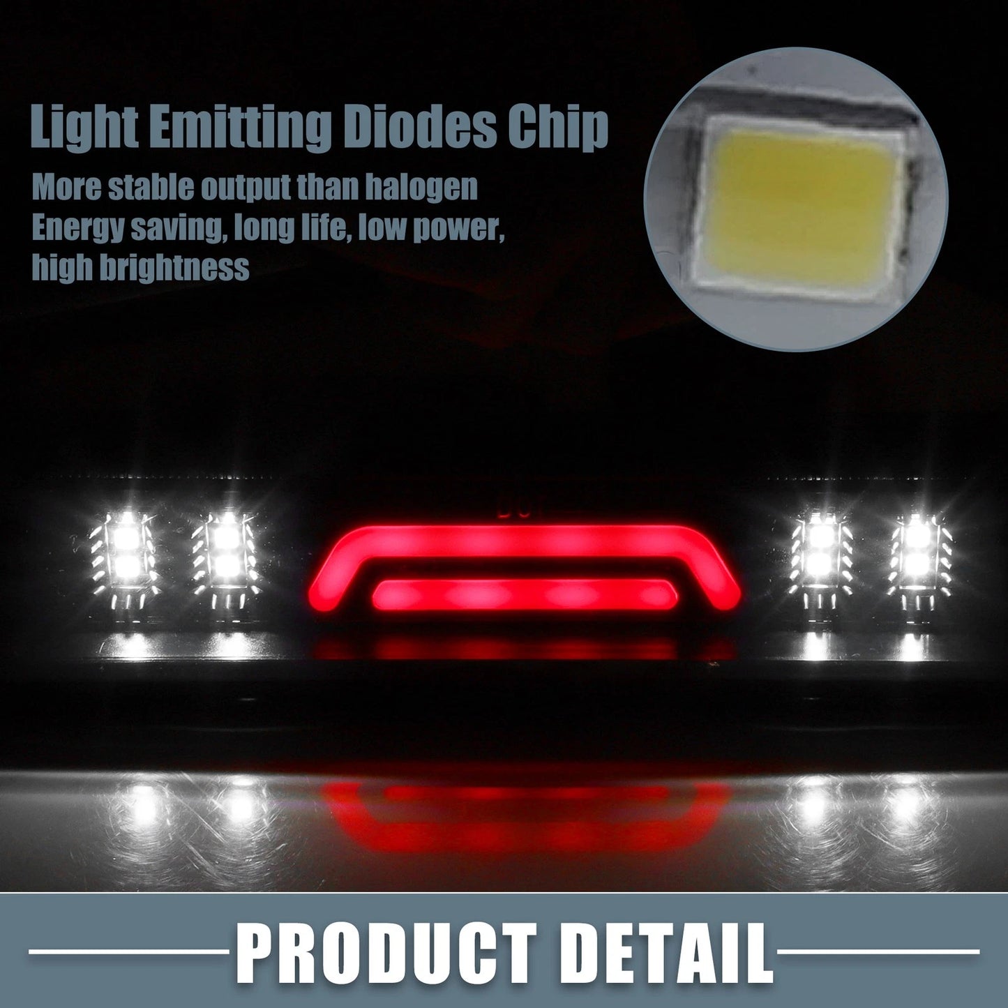 High Mount Stop Light for Ford F-150 Black Housing Smoked Lens (2015-2020)