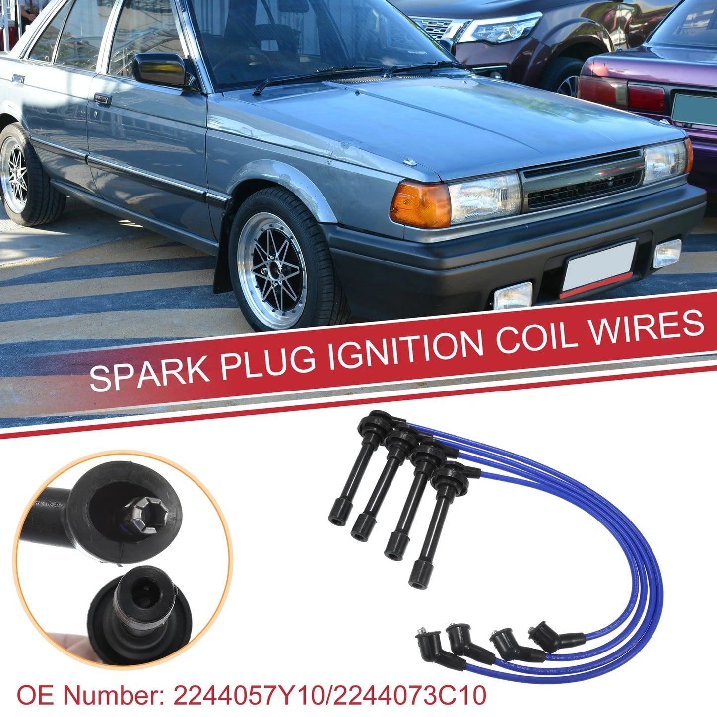 4pcs Spark Plug Wire Ignition Coil Cable for Nissan Sentra (1995-1999)
