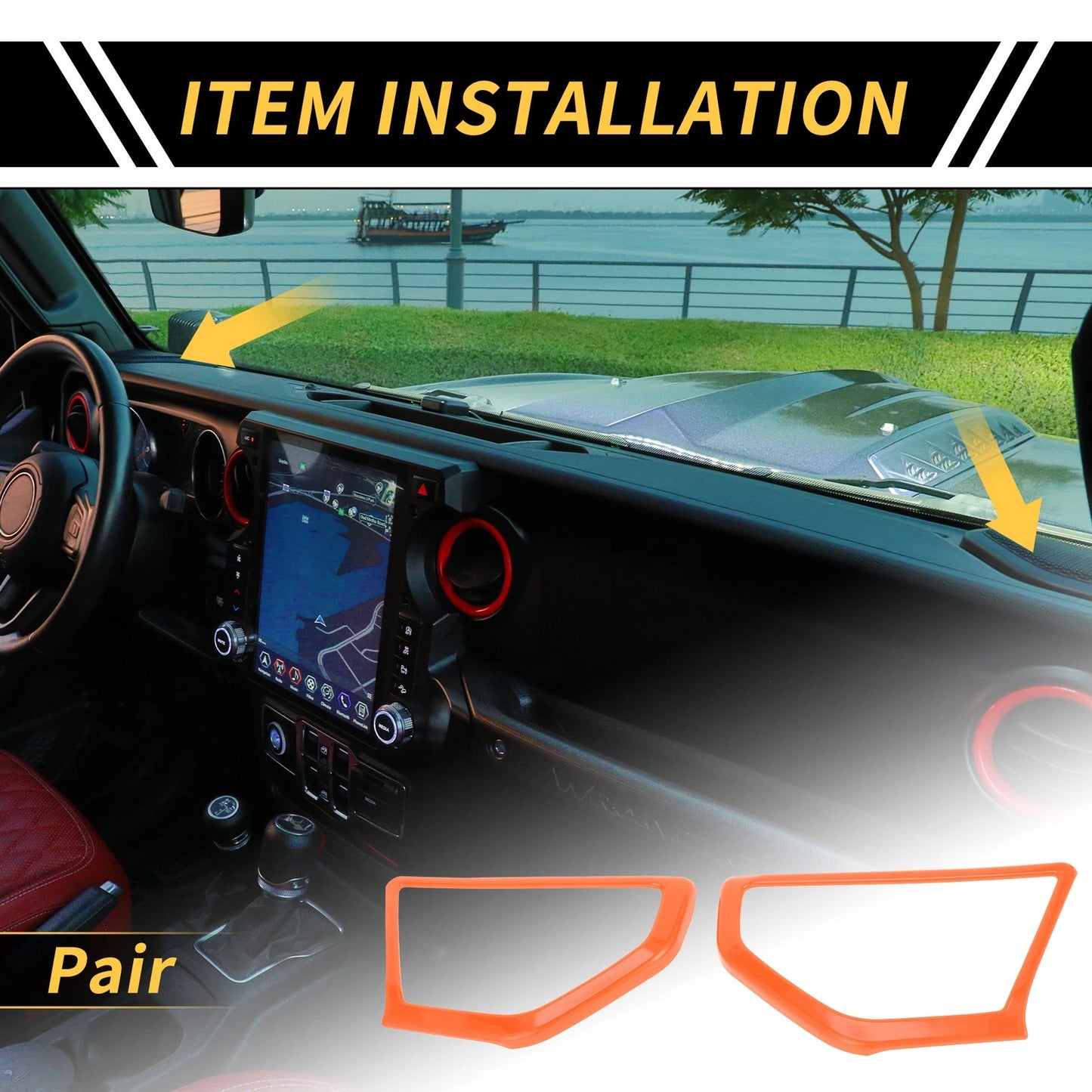 A Pillar Speaker Cover Trim for Jeep Wrangler JL JLU (2018-2024) Orange