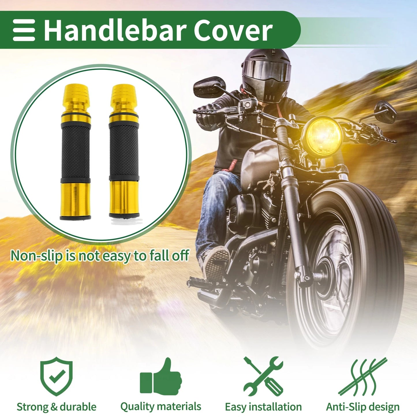 7/8" 22mm Hand Grips Yellow for Motorcycle