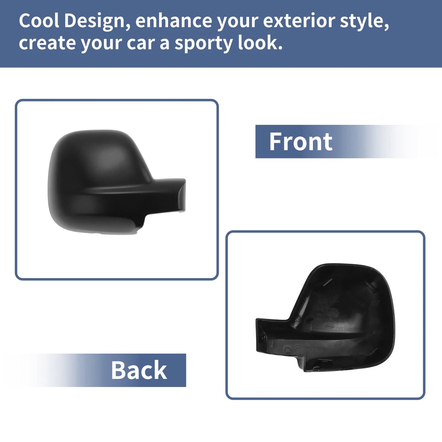 Black Mirror Cover Cap Replacement for Citroen Dispatch Jumpy (2016-2024)