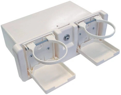 Boat Glove Box Marine Grade with Drink Holders for Boats - White