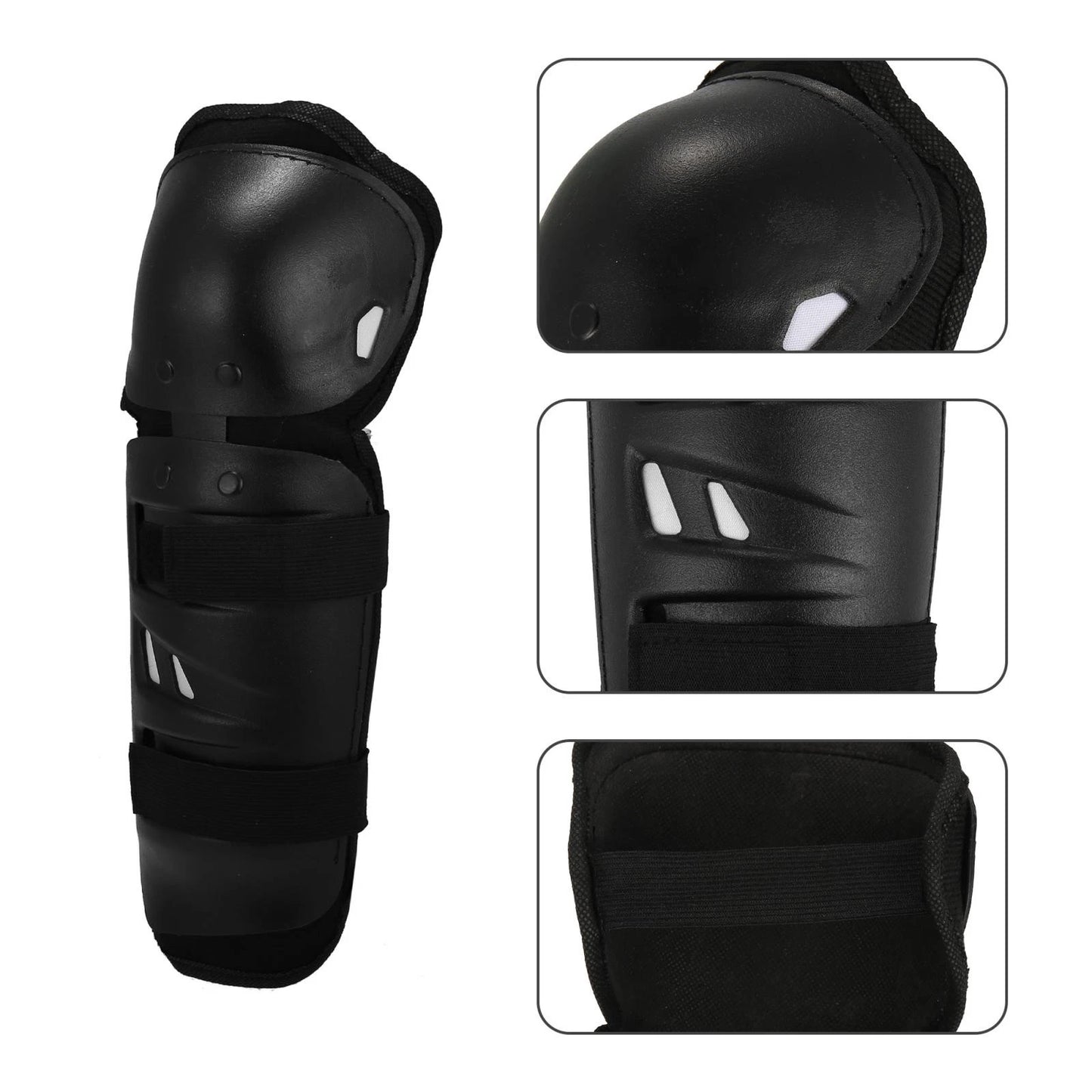 4pcs Roundhead Knee Elbow Pads for Motorcycle with Adjustable Strap Black