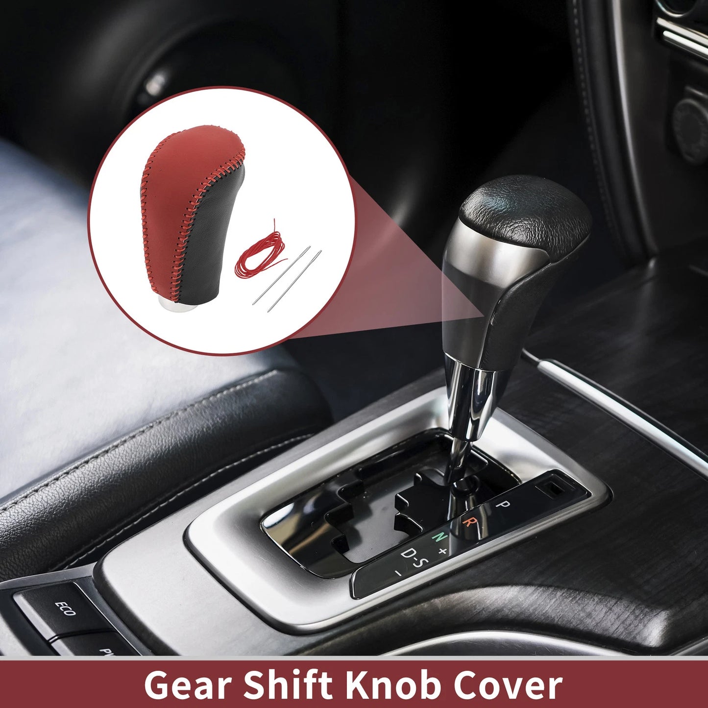 Car Gear Shift Knob Cover for Nissan Rogue Sport (2017-2022) Red Black