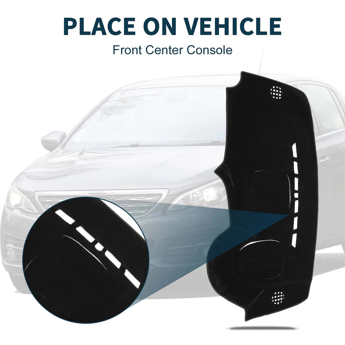 Dashboard Cover Mat for Peugeot 3008 (2013-2015) Sun Protector Black