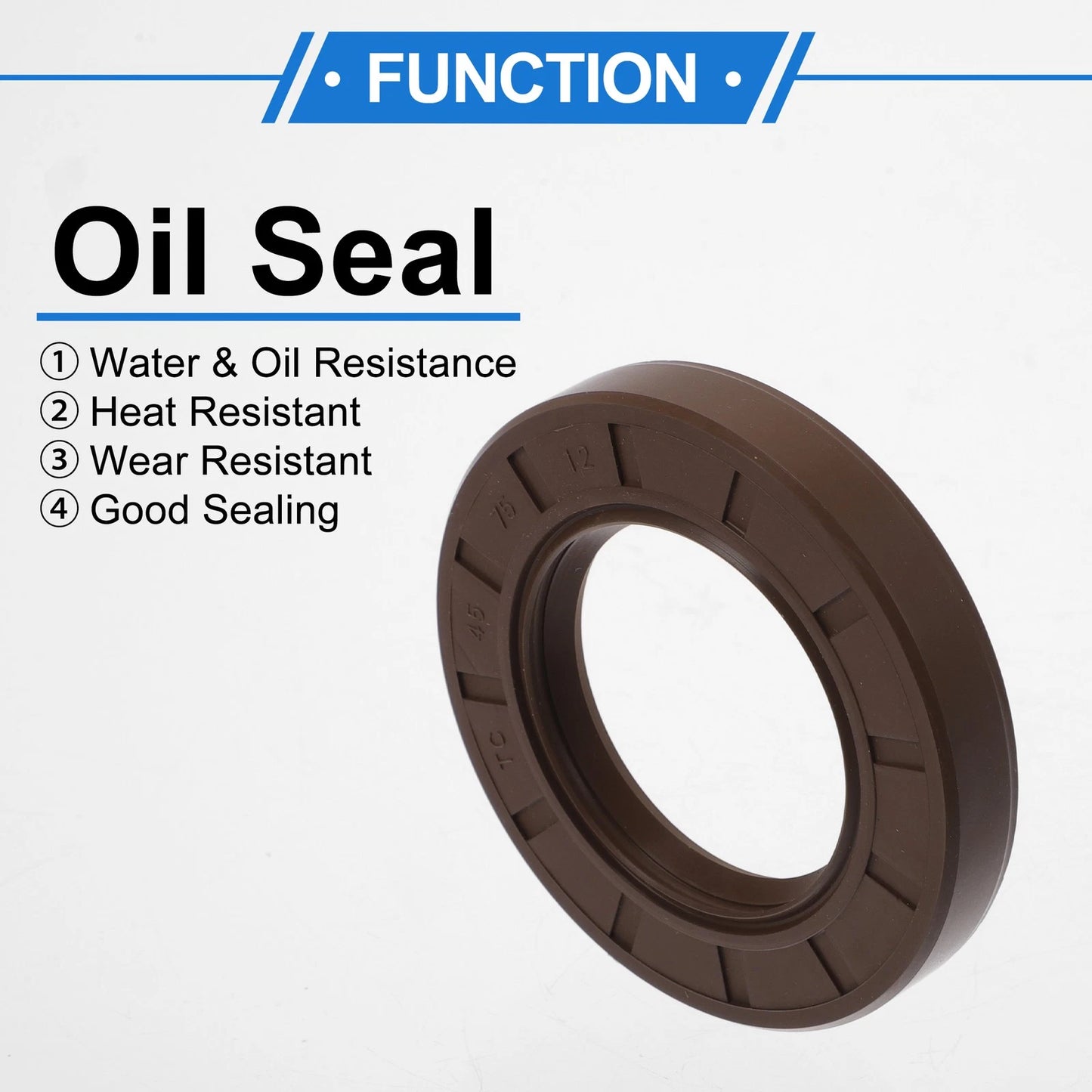 Oil Seal 45x75x12mm 2 x Seal Ring Rotary Shaft Seal FKM Brown