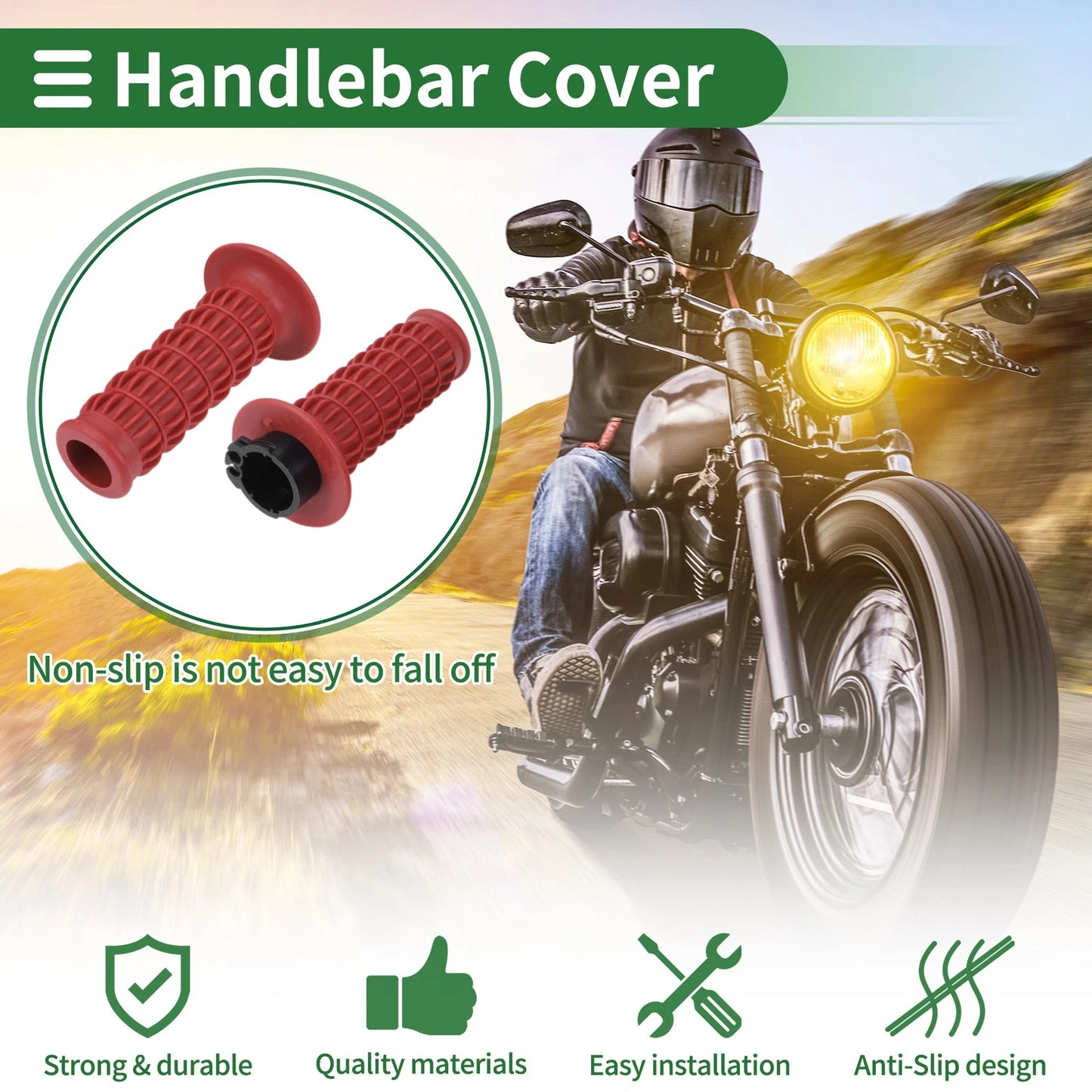 25mm Hand Grips Cover Dark Red Scale Pattern for Motorcycle